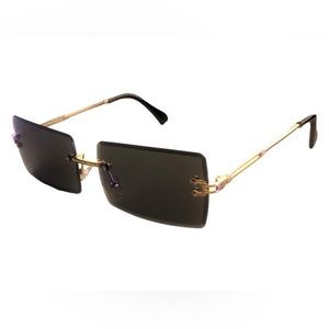 Rimless Rectangle Sunglasses Fashion Eyewear
